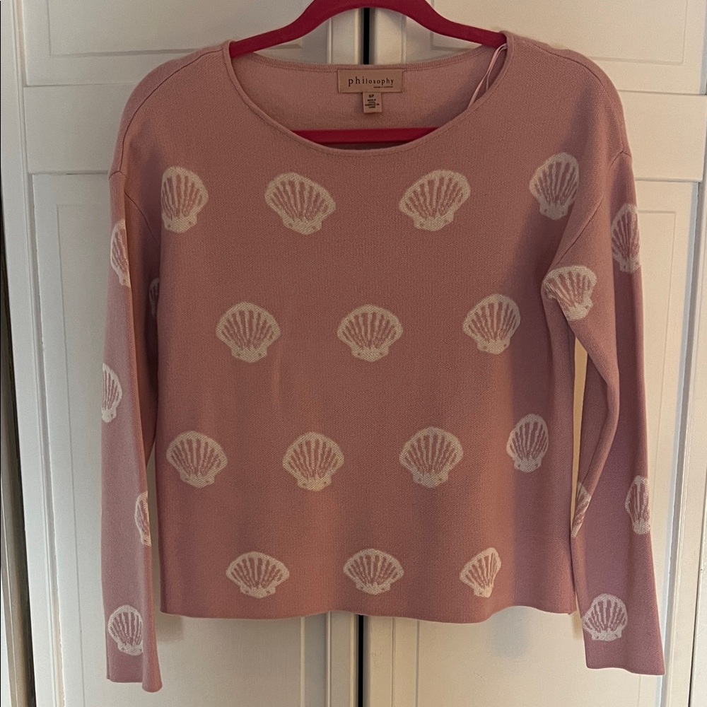 Philosophy Pink Shell Pattern Sweater - image 1